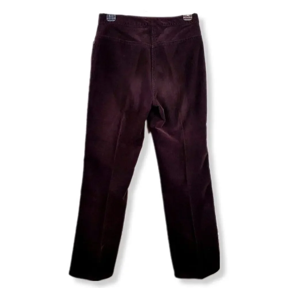 Women 90s Y2K Brown Straight Leg Fine Corduroy Pant 4P Country Fall Cabincore